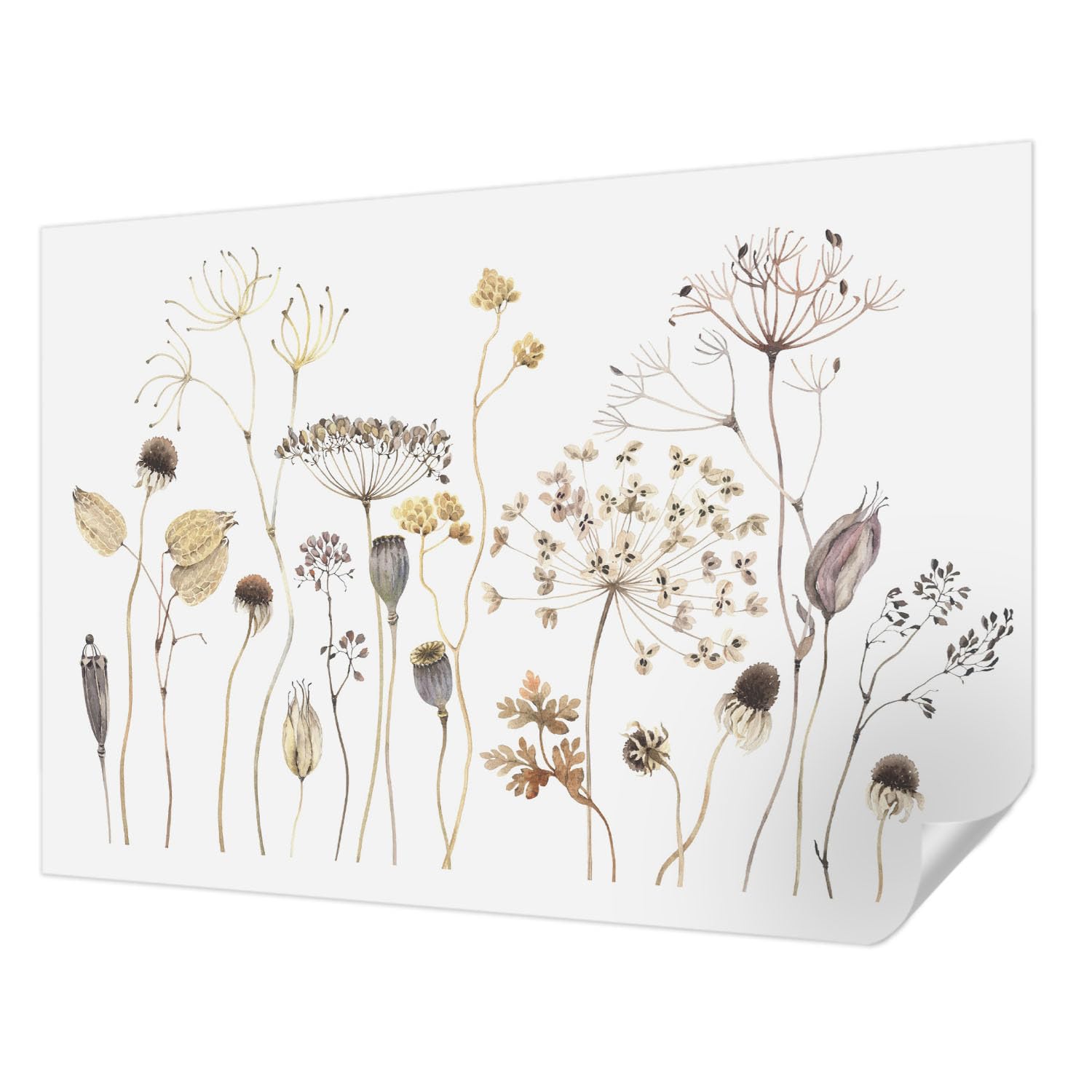 Décor mural adhésif panoramique fleurs sauvages 208x146 cm pour salon