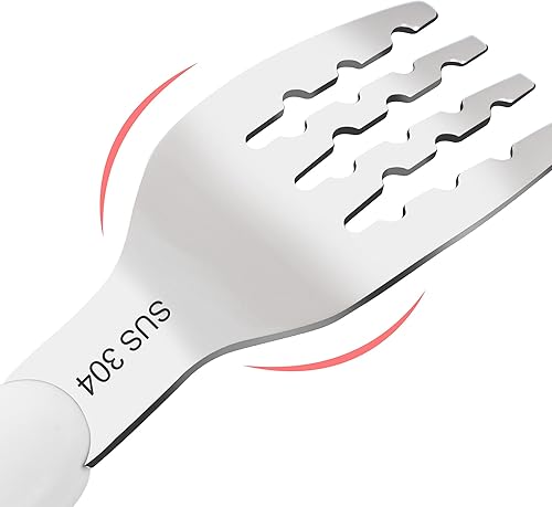 Miniatura 5 de VANRA Juego de 2 piezas de tenedor y cuchara para niños pequeños con estuche de viaje de acero inoxidable 188, cubiertos para niños, cubiertos