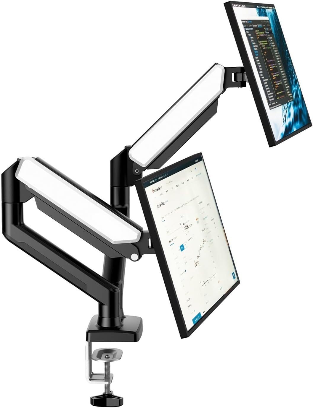 MS-002 Monitor Stand Dual Arm with C-clamp and Grommet Mount for Flexible Adjustment and Easy Installation