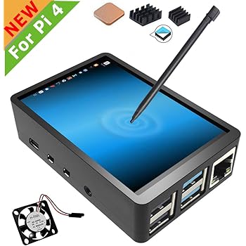 Per touchscreen Raspberry Pi 4 con custodia, touchscreen da 3,5 pollici con ventola, monitor da gioco TFT LCD 320x480