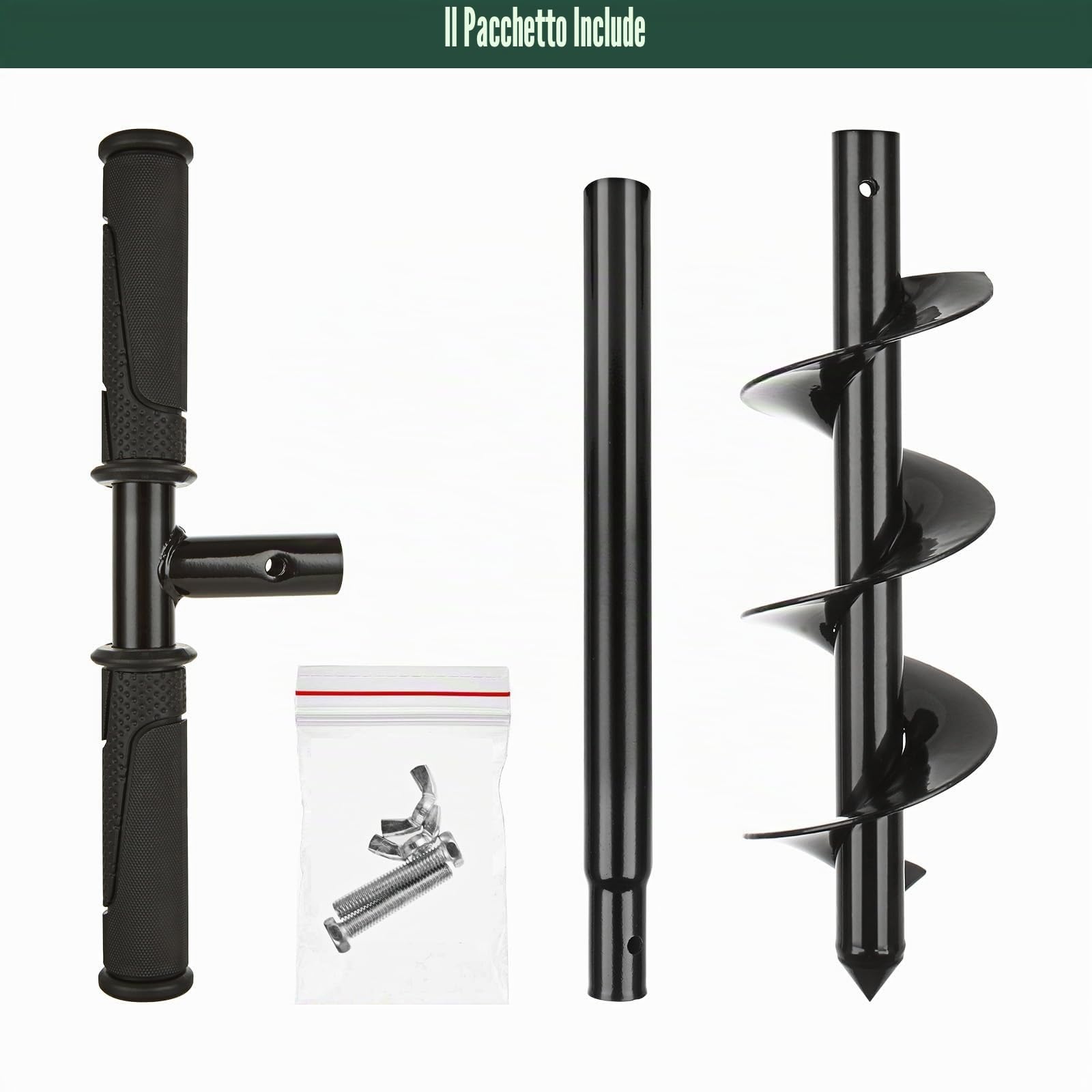 Set di punte per terra a mano, 10 x 60 cm, in acciaio, per avvitatore a batteria, piante da giardino, per coltivazione profonda