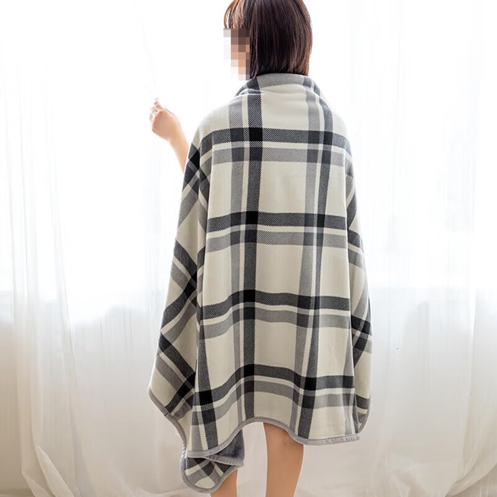 Poncho Pile Donna, Flanella Mantello Scialle Indossabile Caldo Invernale con Bottoni Wrap Cape, Coprispalle Coperta Plaid Sciarpa