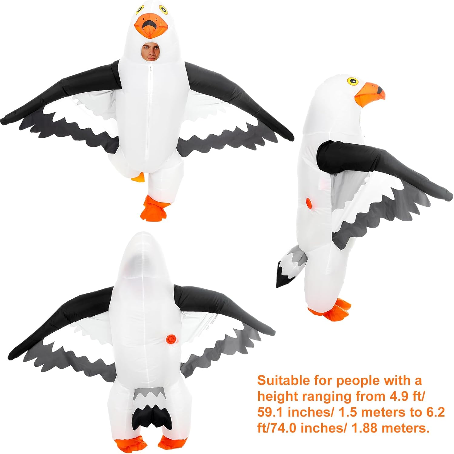 Inflatable Seagull Costume for Adult Bird Blow up Costume Outfit Funny Animal Halloween Cosplay Suit for Men Women - Image 2