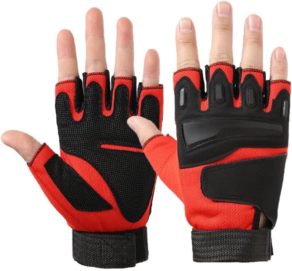 KAOROU Sports Gloves Wear Resistance Outdoor Exposed Finger Fitness Cycling Half Finger Gloves(White-Dinosaur Doodle4)