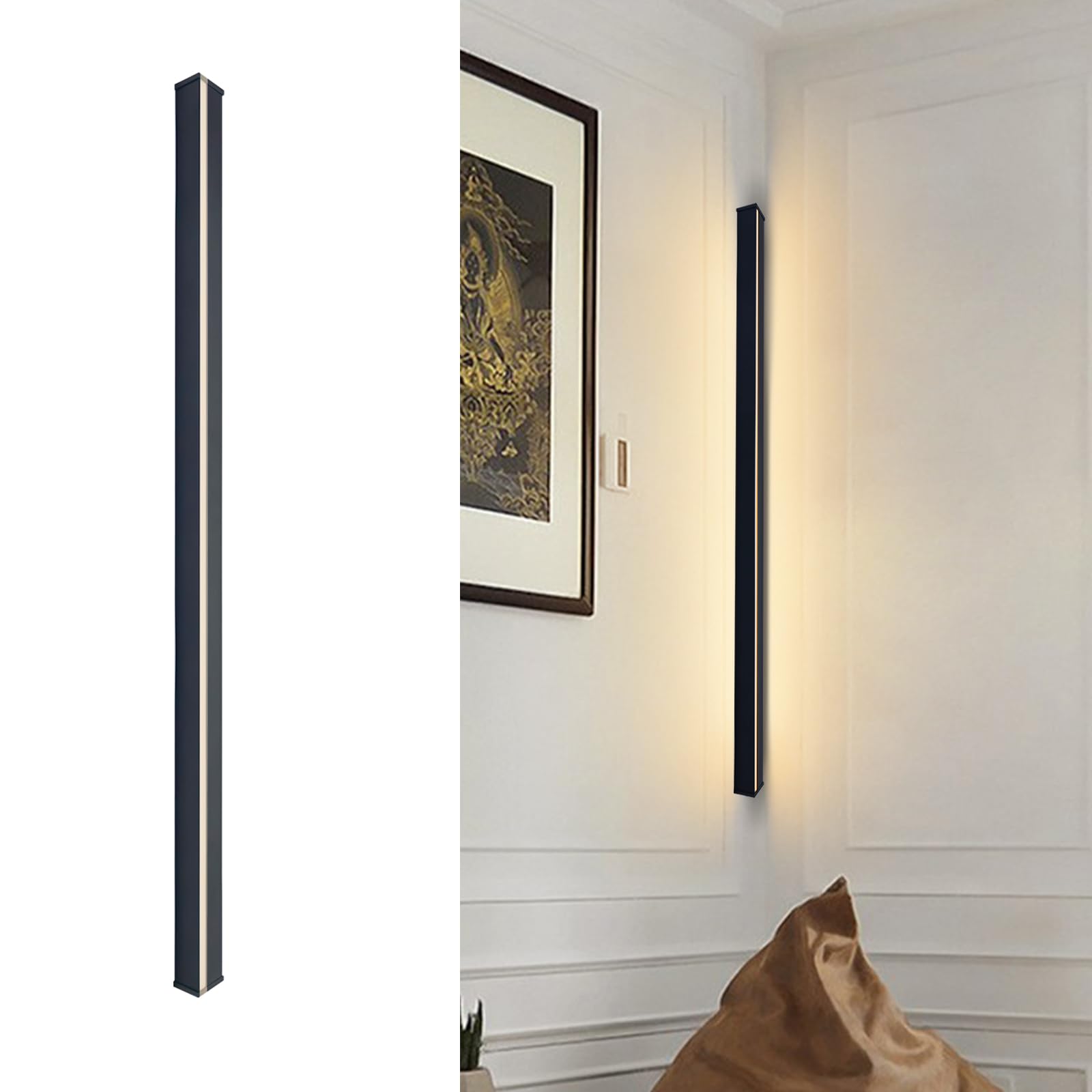 Kinkiet ścienny 31,5 "Czarny Linear LED Kinkiet narożny Długie Kinkiety LED Lampy narożne do salonu, sypialni, pokoju zabaw Twórz żywe imprezy w pomieszczeniach