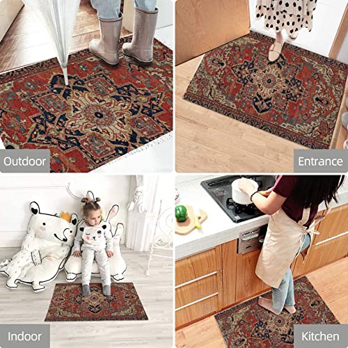 Rustic Antique Oriental Turkish Persian Pvc Door Mat 23.6X15.7 Inch Entrance Doormat Outdoor Mat For Front And Back Door, Garage Or Porch Entryway, Poolside, Patio Decor #TOP5