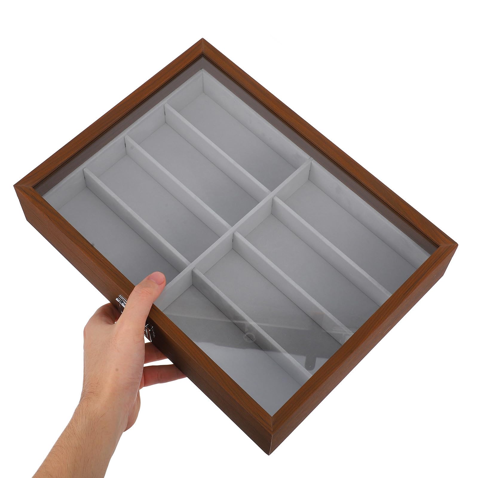 Sonnenbrillen Display Kasten mit 8 Fächern Brillenetui mit Staubschutz und Samt Innenfutter für Damen und Herren zur Stilvollen Sommeratmosphäre im Zuhause oder Geschäft