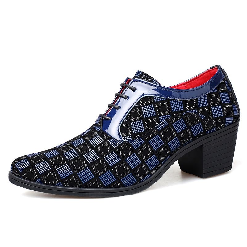 Men's Breathable Dress Shoes Casual Oxford Lace-Up Comfortable Fashion High Heels Business Formal Derby Shoes