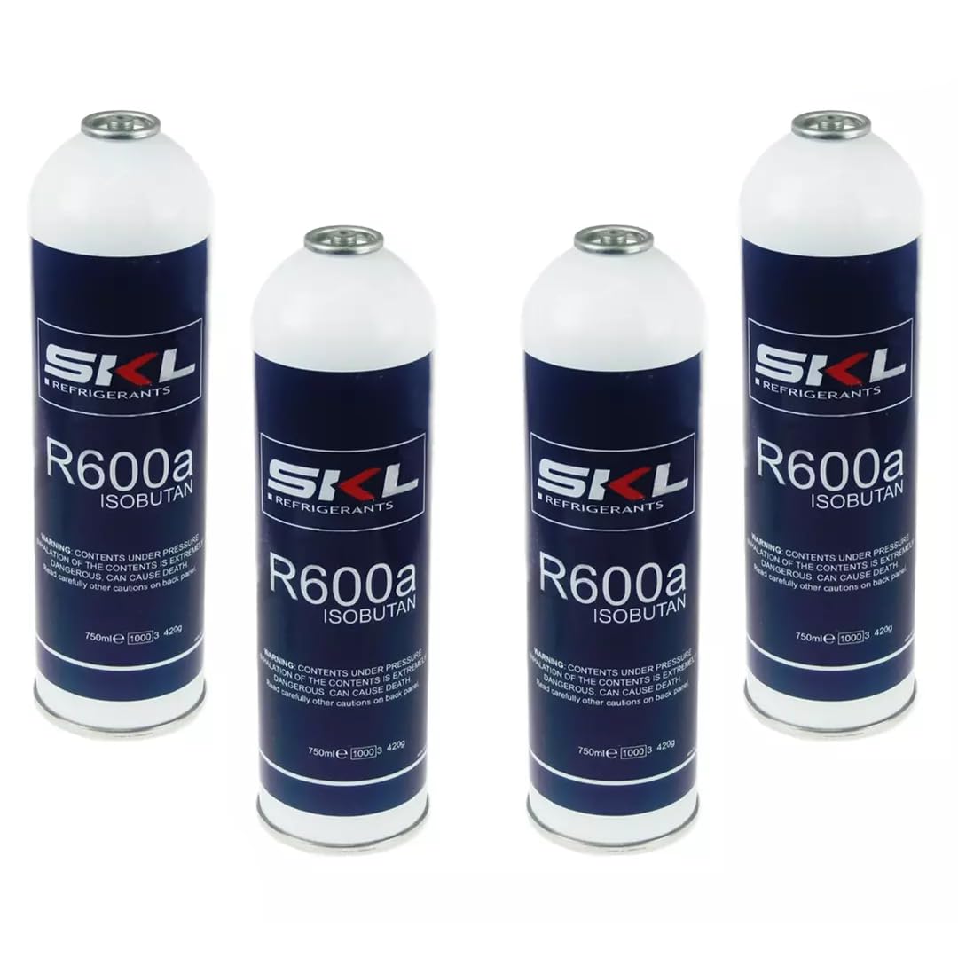 4 x lodówka zamrażarka sprężarka czynnik chłodniczy izobutan zbiornik na gaz cylinder do SKL 420g R600A (opakowanie 4 szt.)