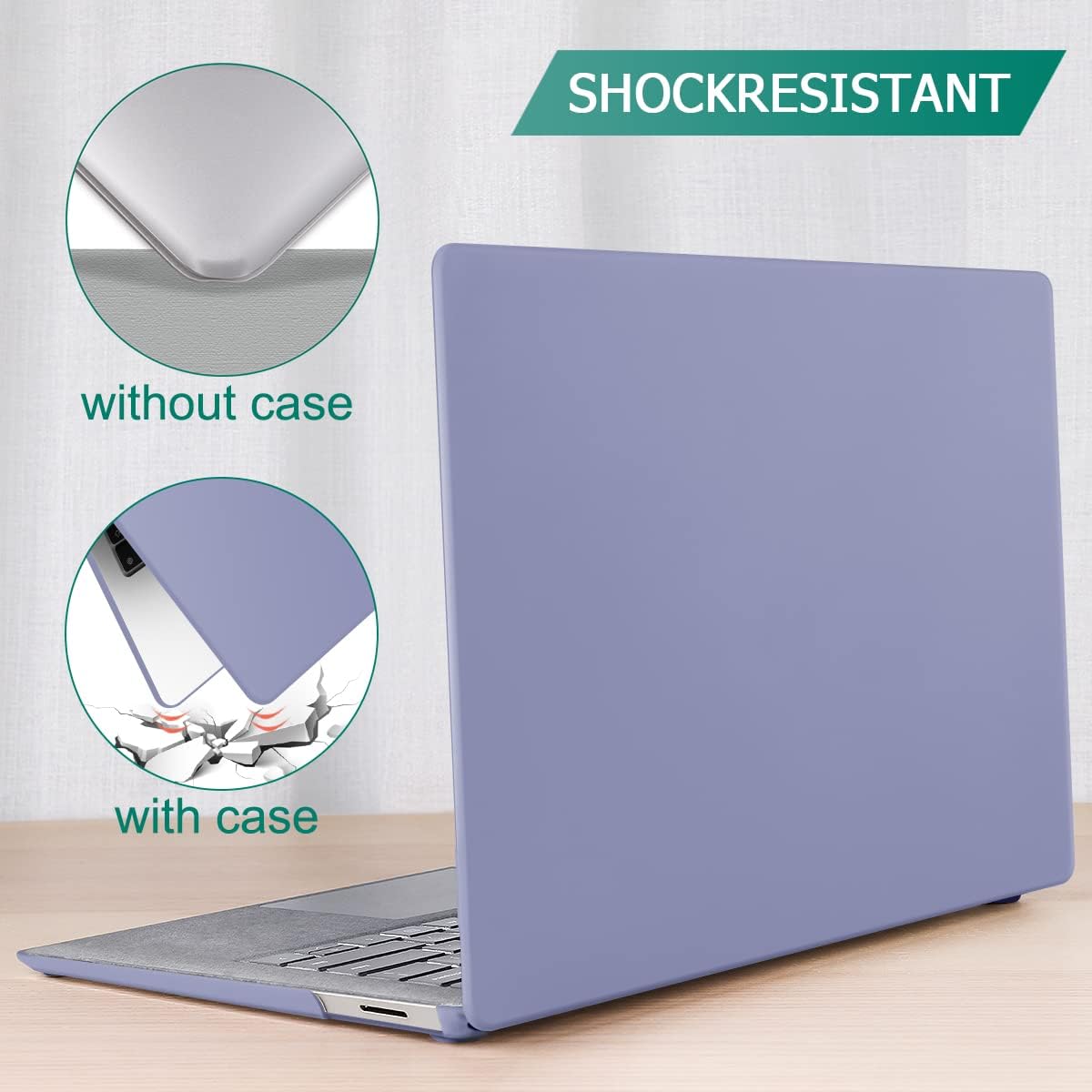 May Chen Case for 13.5" Microsoft Surface Laptop 3/4/5 with Alcantara Palm Rest Model 1867 1958 1950 (2019 2021 2022), Plastic Hard Shell Case with Keyboard Cover + Screen Protector, Lavender Gray - Image 7