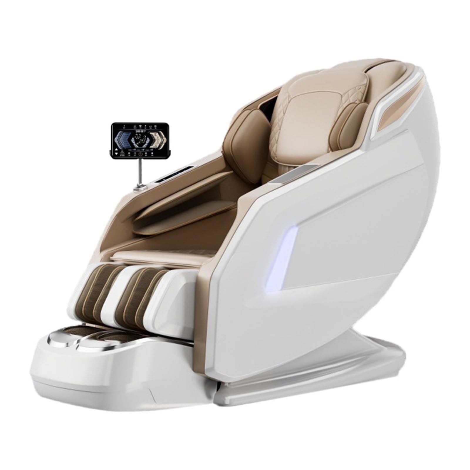 Sillón De Masaje 4D, Full Bodys Massage SL Sillón De Masaje Inteligente con Pantalla Táctil LED Panel De Control Deluxe De Gran Tamaño Conexión Bluetooth Oficina(Bianco)
