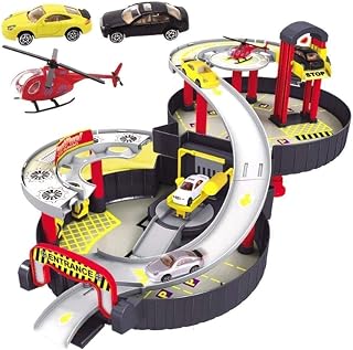 Paelf Two-Story Three-Dimensional Track Bu Parent-Child Interactive Toys Indoor Game Play House Toys Remote Control Car For Boys 8-12, Children's Assembled Educational Toy Car, Portable Rail Car Model