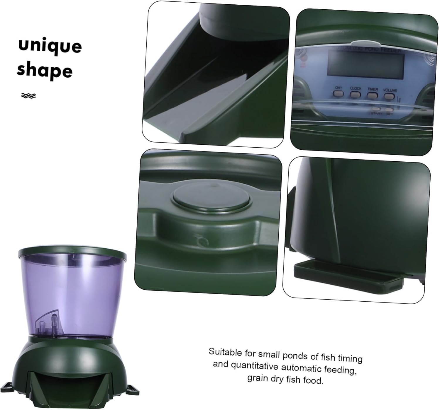 Automatic Fish Feeder for Aquarium and Small Ponds LCD Display with Timing and Quantitative Feeding Large Capacity Pellet Food Container Suitable for Dry Grain Fish Food Supports