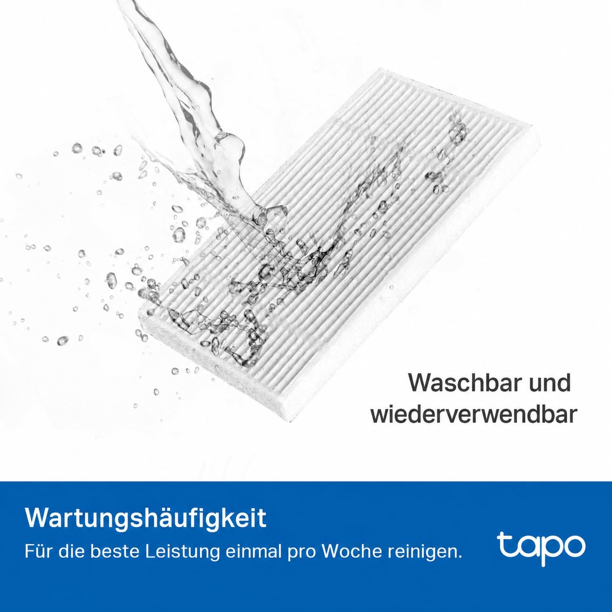 Tapo RVA500 Original Ersatzset für Tapo RV20/RV30 Serie, Staubbehälter & Wassertank, Wischtuch Ersatz-Set und HEPA-Filter
