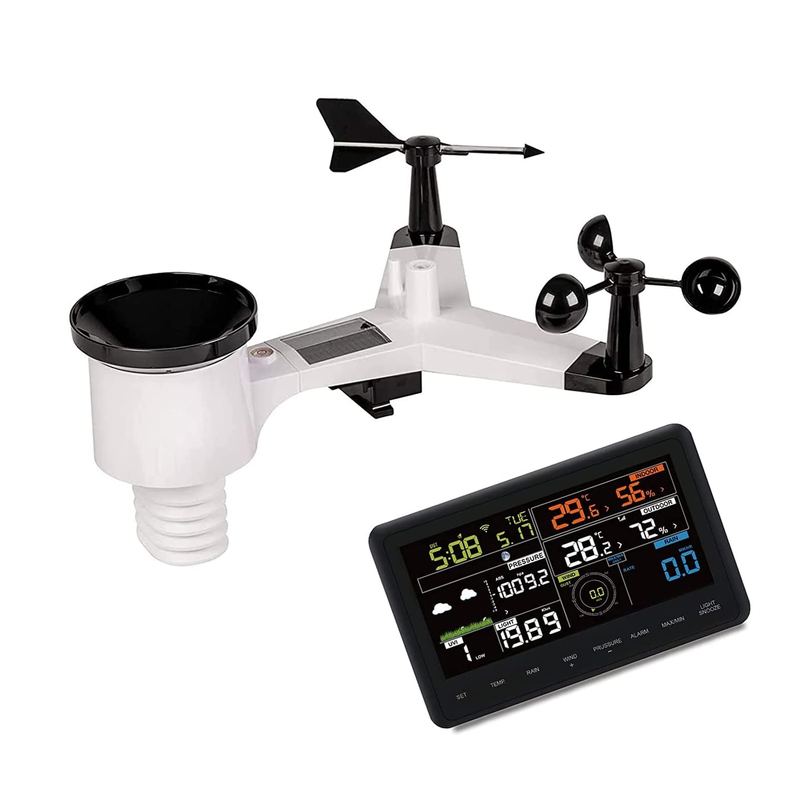 Buy XXJJ Professional Weather Stations with Remote Monitoring, Solar Powered 7in1 Weather