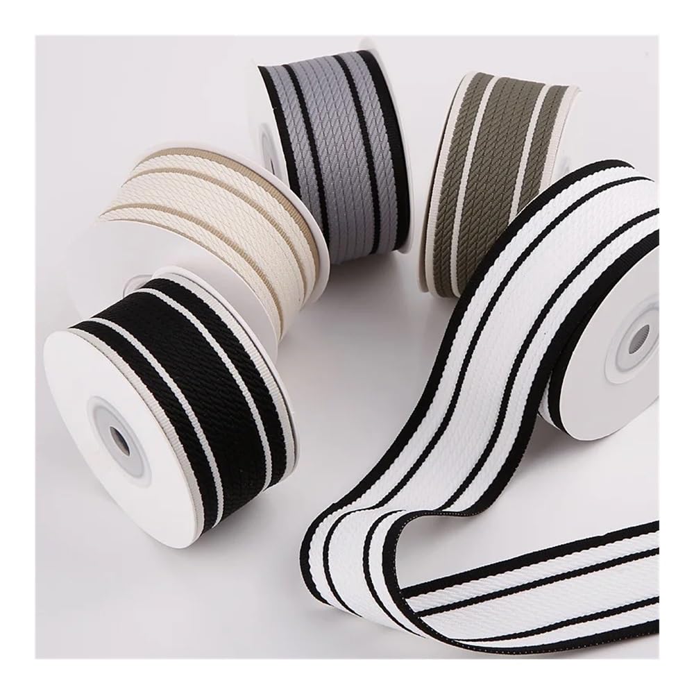 Cinta de punto a rayas blancas y negras de 10 yardas y 40 mm for hacer moños for el pelo, manualidades, envoltura de regalos, accesorios hechos a mano(Light gray)