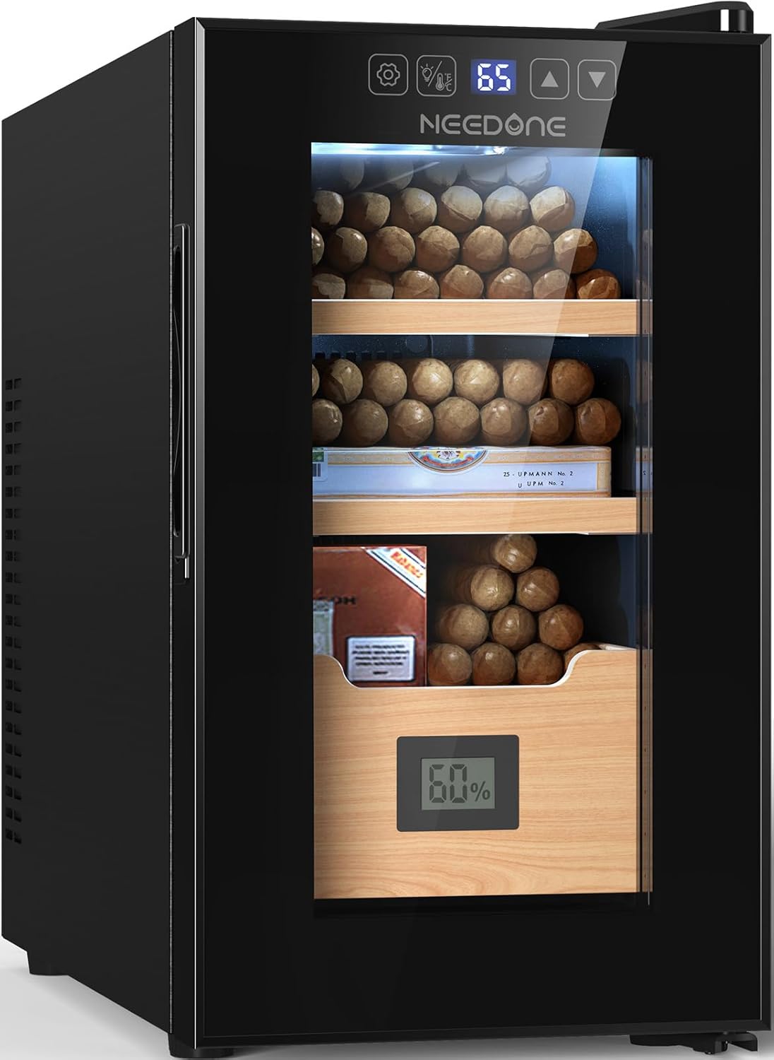 NEEDONE 200 Count Cabinet with Heating and Cooling Electric Quiet Temperature Control System, Thermostatic Cabinet with Spanish Cedar Wood Shelves & Drawer with Hygrometer, Gift for Men…