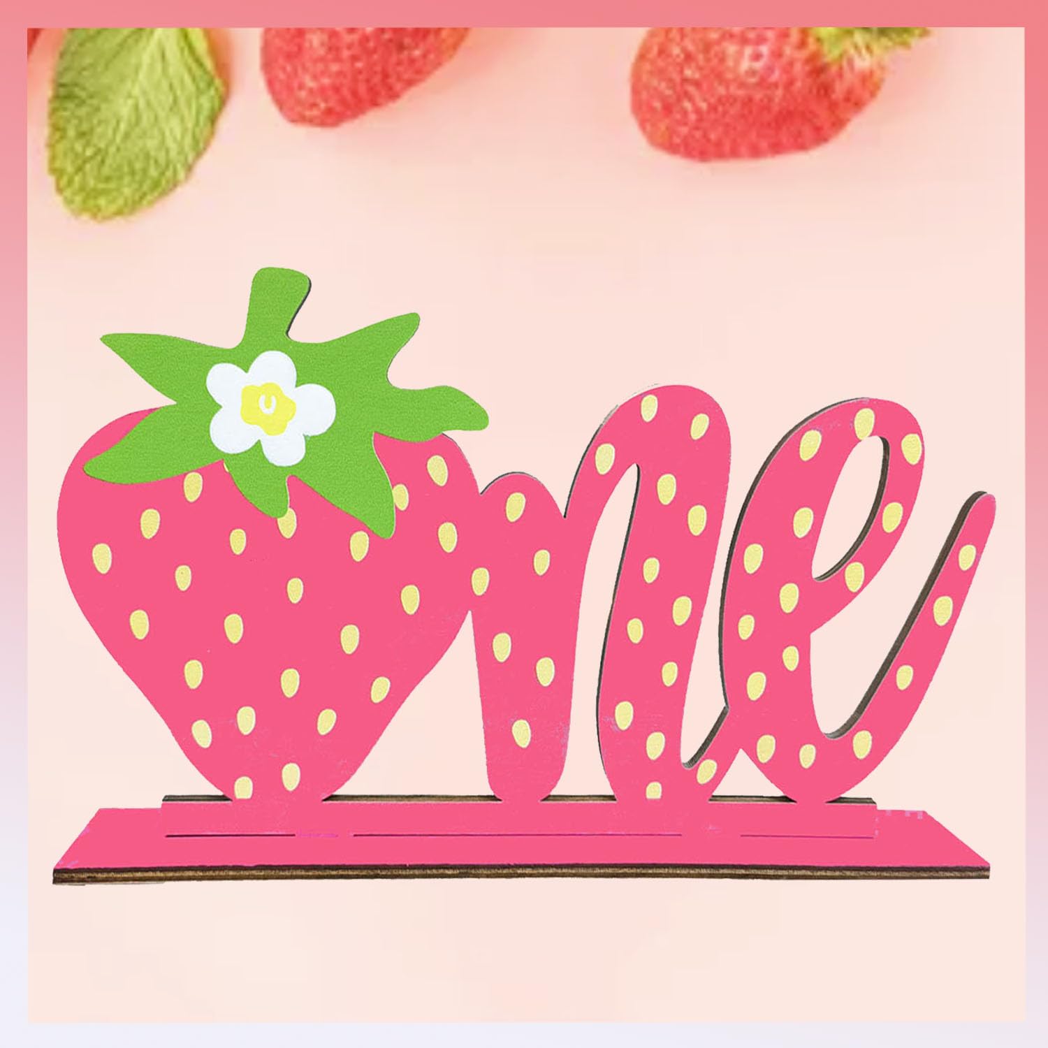 Wooden Strawberry One Letter Sign Wooden Table Center Shortcake Strawberry Theme 1st Birthday Shower Party Decoration Photo Props One in Party