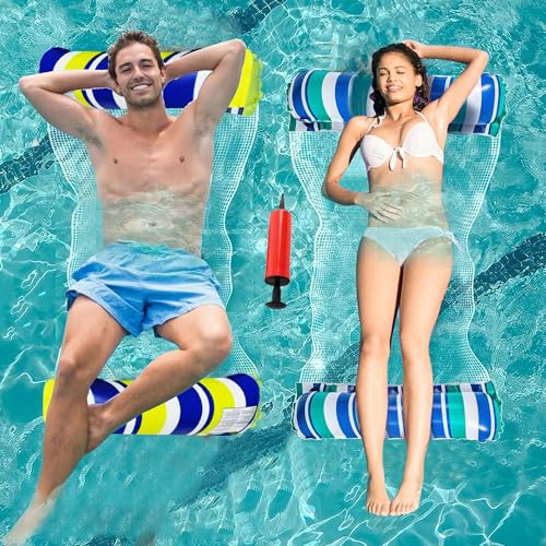 JAADU Lot de 2 Flottant Hamac Gonflable, Flottantes Hamac Jouet pour Adulte, 4 in 1 Bouee Piscine...