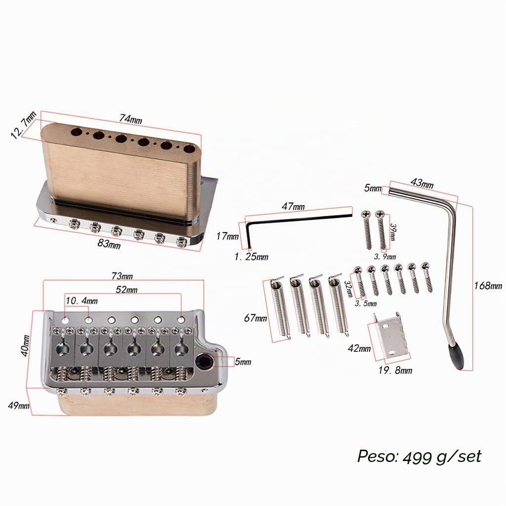 Alnicov, Selletta in acciaio inossidabile con ponte in ottone con sistema tremolo, ricambio per chitarra elettrica Stratocaster ST