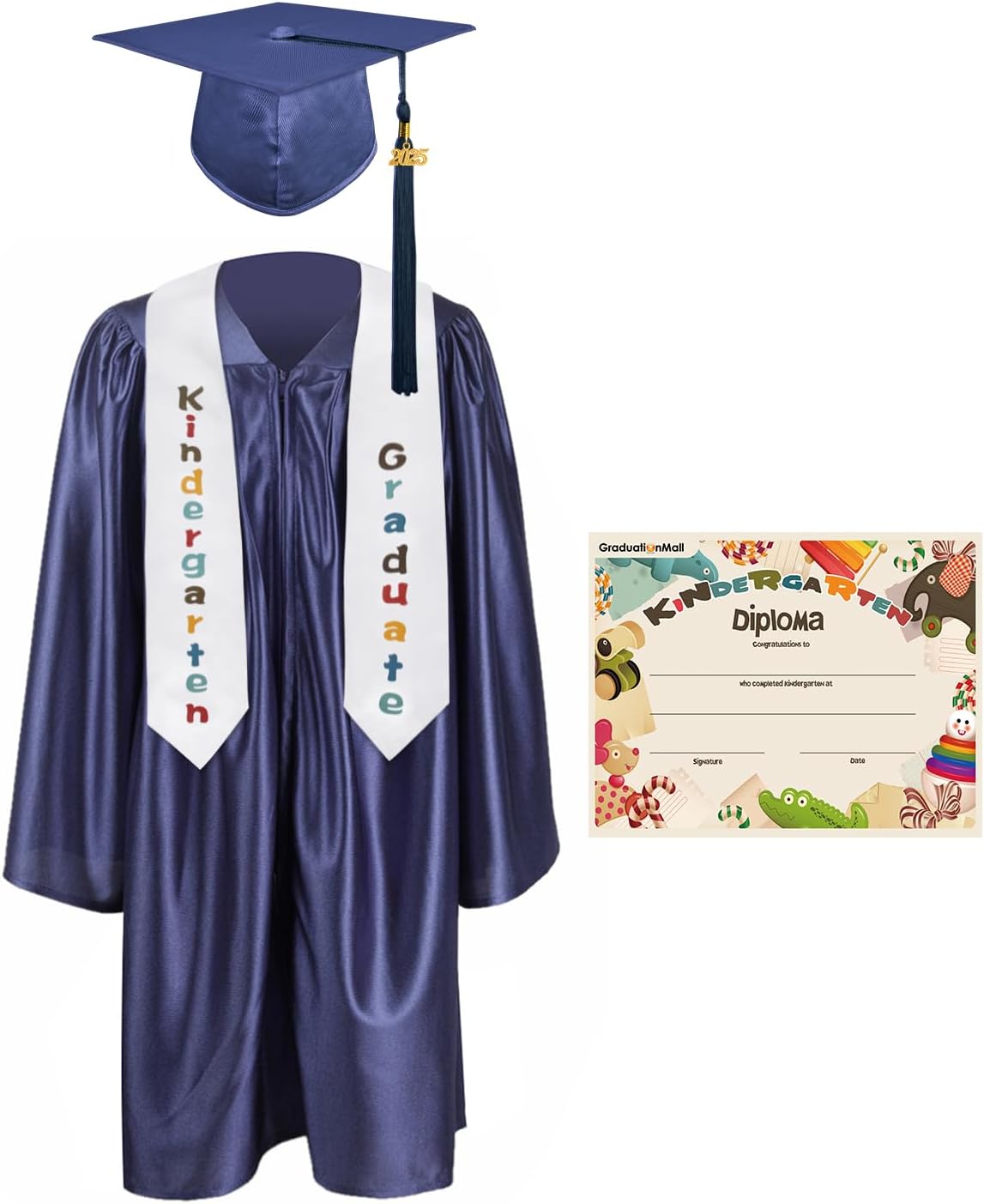 [GraduationMall] Preschool Kindergarten Graduation Uniform Hat Gown Sash Package and Free Certificate Tassel Set 2025