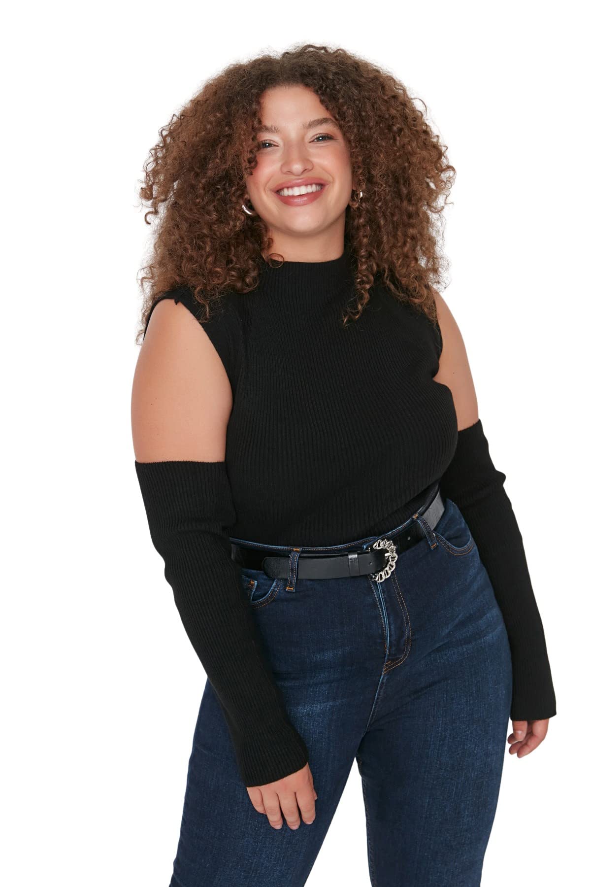 Trendyol Damen Weiß Motto Lange Ärmel Freund T-Shirts