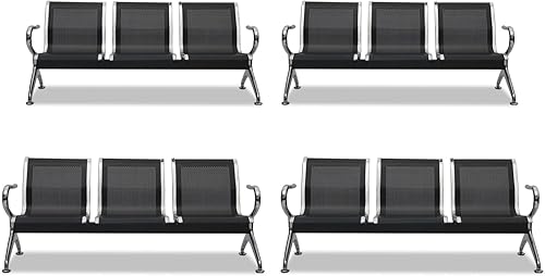 Miniatura 17 de Kinsuite Silla de recepción de 2 asientos para sala de espera con brazos, sillas de invitados de oficina y sillas de recepción, piel sintética para