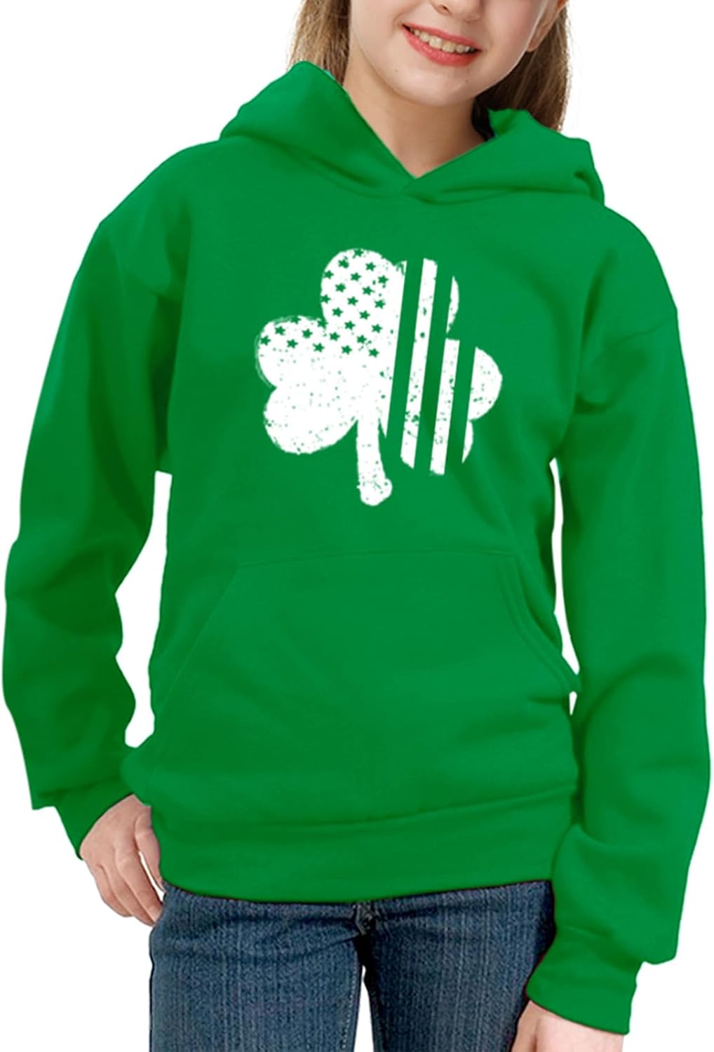 Remimi Unisex Kids St Patrick Hoodie Boy Girl Shamrock Sweatshirt with Pocket 5-14 Years