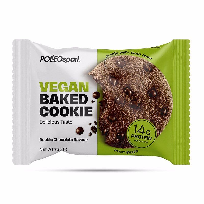 Polleo Veganer Baked Cookie – Leckerer Pflanzlicher Protein-Snack (75 g, Double Chocolate)