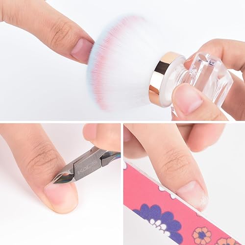 Miniatura 4 de KADS Cepillo para polvo de uñas, cepillo de maquillaje con forma de flor, base de cristal, cepillo de limpieza de uñas, herramienta de cepillo de