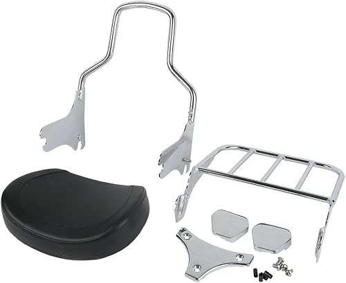 Miniatura 7 de TCMT Kit de portaequipajes y acoplamiento cromado SissyBar para Harley Touring Road Glide Road King FLHT FLHT FLHX FLTR 1997-2008 Street Glide FLHX