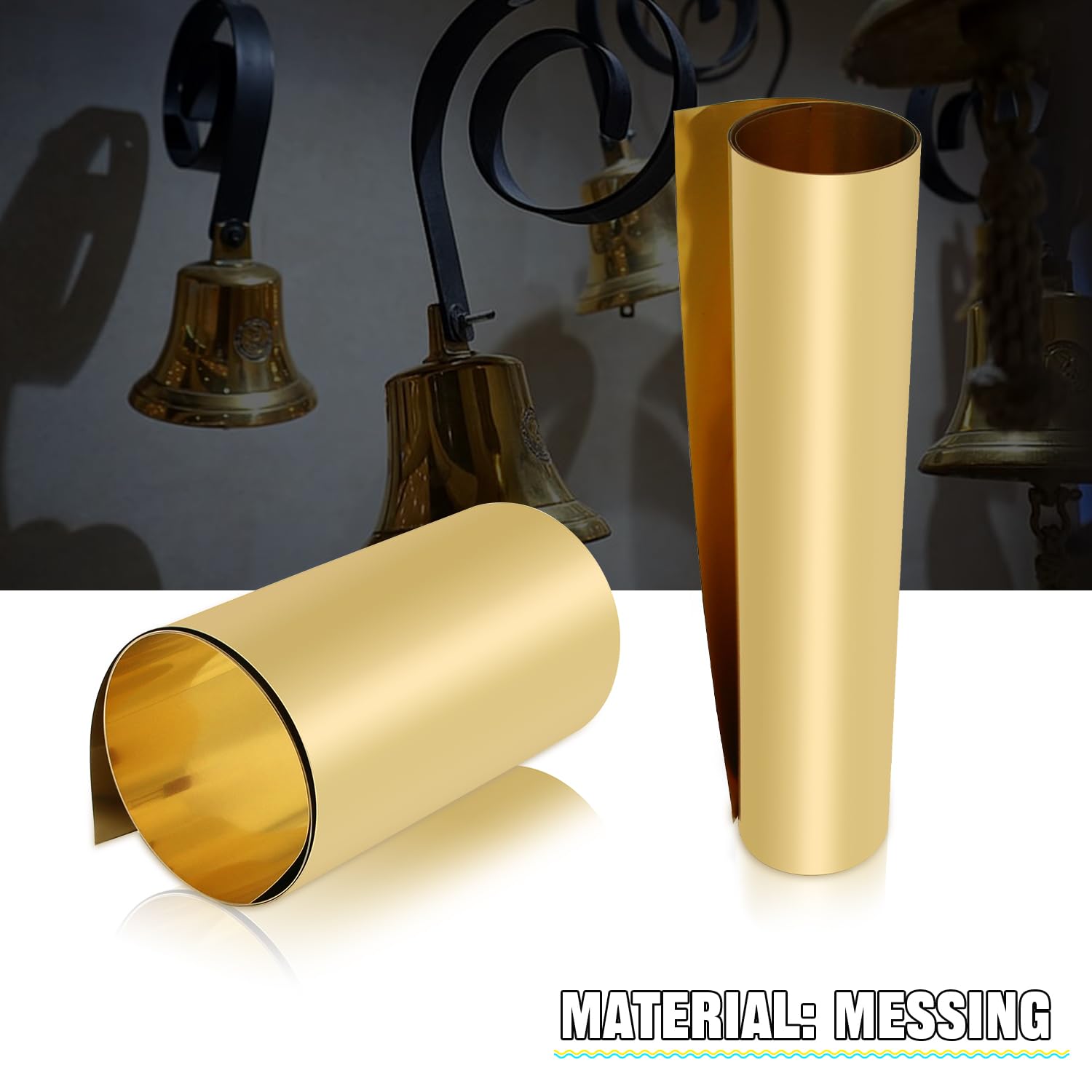 Lámina de latón, placa de latón, láminas de latón doradas Rollo de lámina de latón de 1000 mm x 300 mm x 0,4 mm para manualidades, reparaciones eléctricas y proyectos de bricolaje.