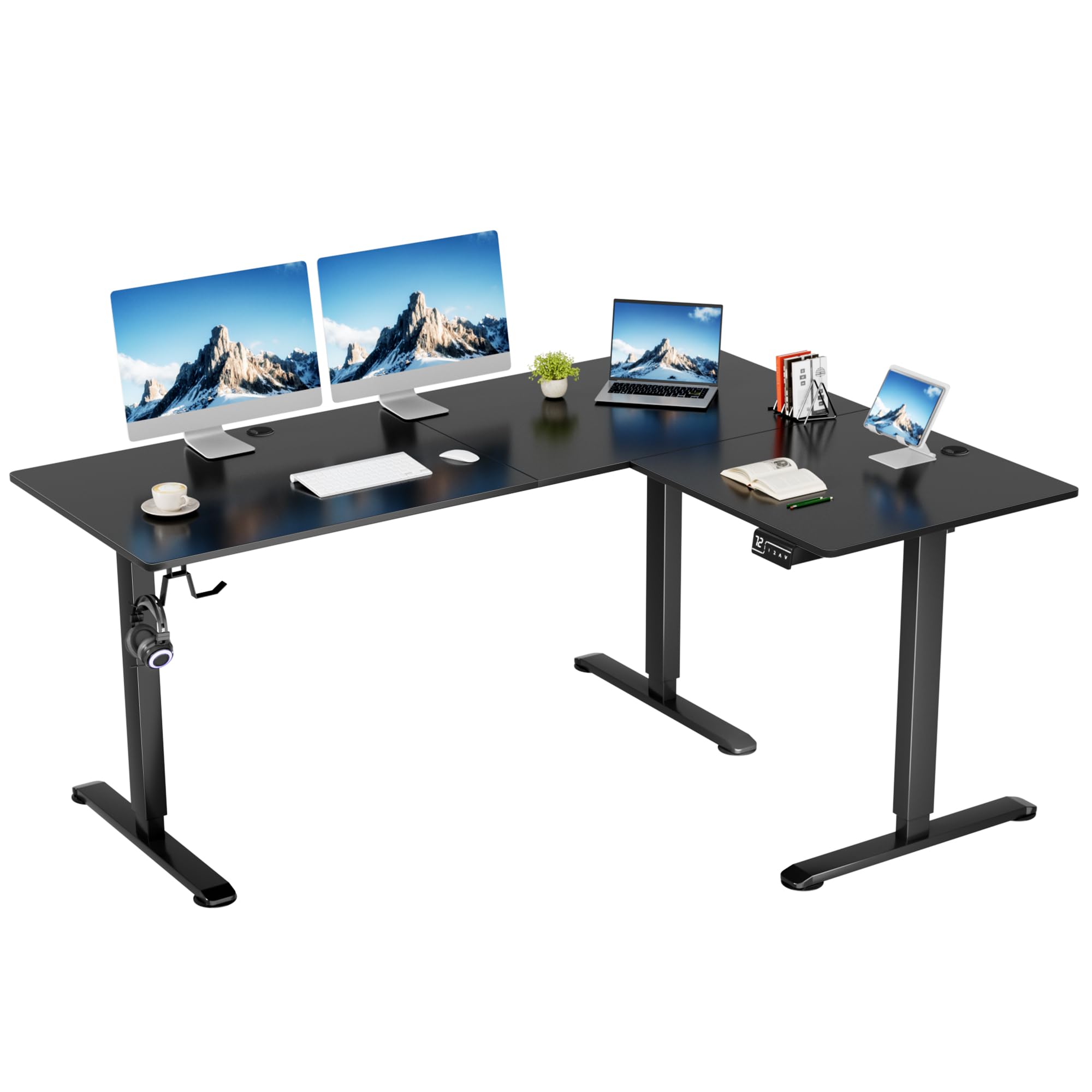 Mr IRONSTONE L Shaped Electric Standing Desk, 47 Inch Height Adjustable Desk With 3
