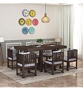 PORASH FURNITURE Sheesham Wood 6 Seater Dining Table with 6 Chairs for Living Room Home Dining Ro...