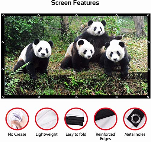 Projection Screen 100 inch 16:9 HD Foldable Anti-Crease Portable Projector Movies Screen for Home Theater Outdoor Indoor Support Double Sided Projection by P-JING - Thumbnail 5