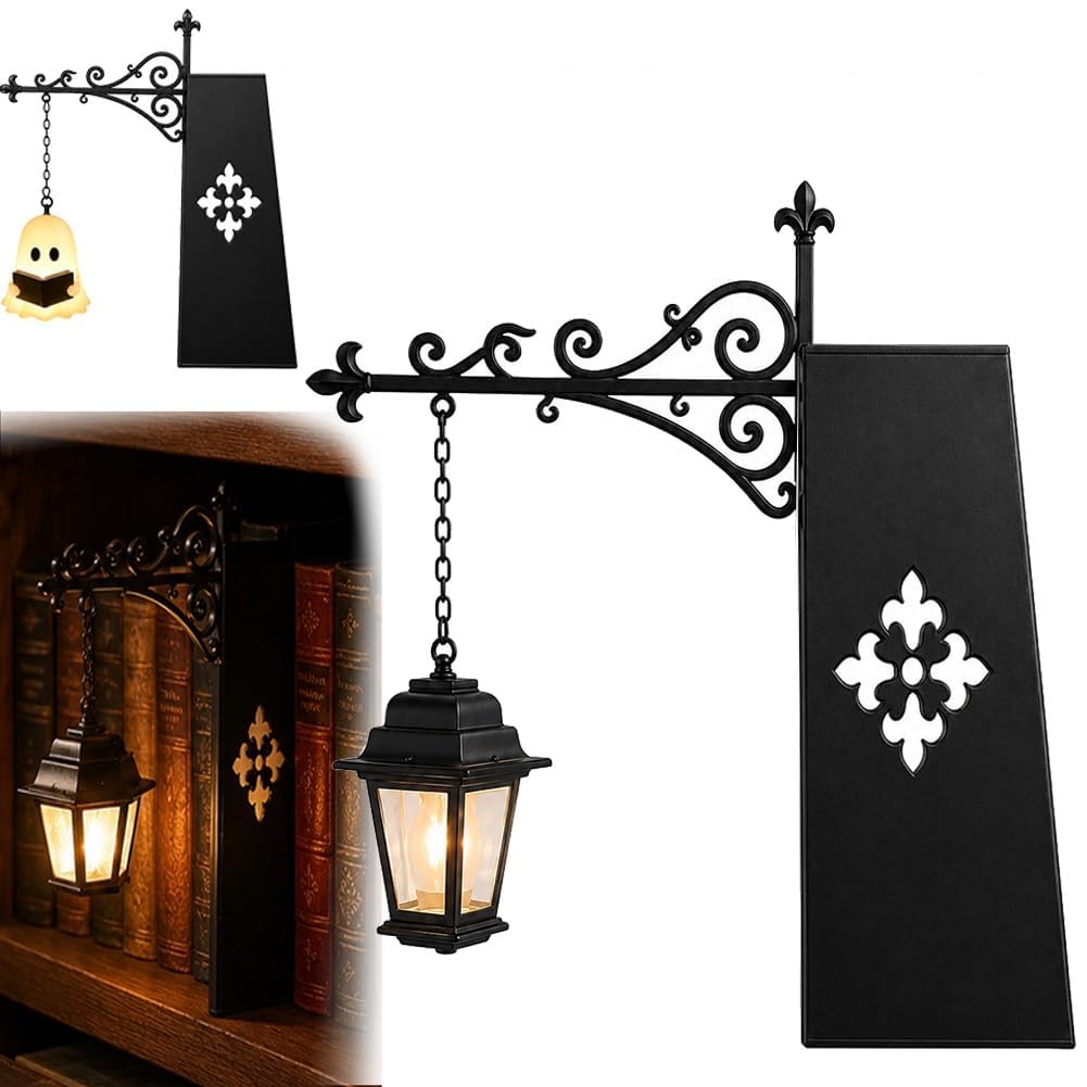 Bookshelf Lantern, Library Lantern Bookshelf Lamp, Library Lanterns Decorative Bookshelf Lighting, Bookshelf Lamp for Library Shelf, Mini Halloween Vintage Reading Book LED Nightlight (A-1Pcs)