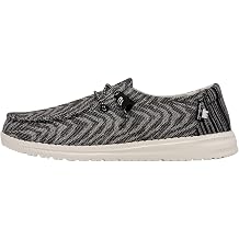 HEYDUDE Women's Wendy Woven Zebra Black Stripe Size 10 | Womens Shoes | Womens Lace Up Loafers | Comfortable & Light-Weight