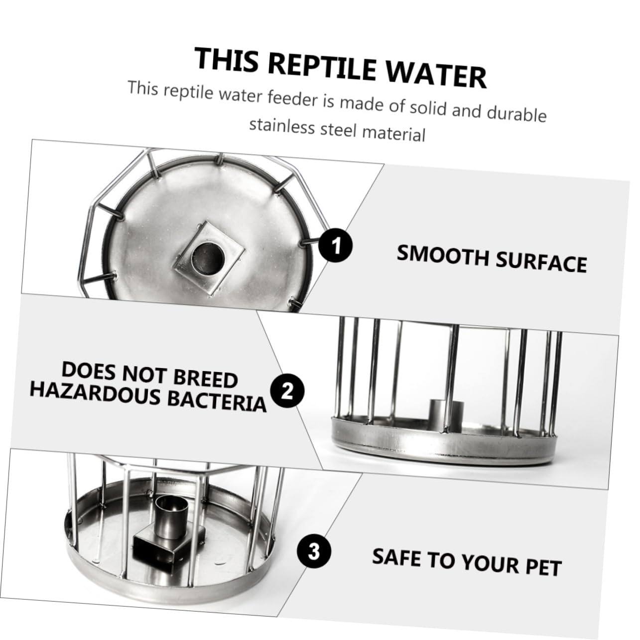 Veemoon Automatic Reptile Drinking Bowl Pet Water Feeder Gecko Dish Easy Refill No Rust Compact Design