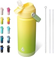 Vista 17 de BJPKPK - Botella de agua aislada con tapa de popote, termo grande de 40 onzas, botellas de agua de acero inoxidable libres de BPA a prueba de fugas