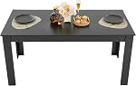 VEVOR Rectangle Dining Table, 63 inch Length Large Wood Tables for 4-6 Person, Modern Dinner Furniture, Conference Desk Supporting for 330LBS, for Home Kitchen Living Room, Black(Only Table)