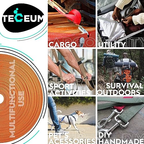 Image of TECEUM 3 /4 inch & 5 /8 inch & 1 inch & 1.5 inch & 2 inch Webbing - 10 25 50 Yards - 40+ Colors - Heavy Duty 1 Inch 1.5 Inch 2 Inch Backpack Straps - Webbing for Outdoors Indoors Crafting DIY