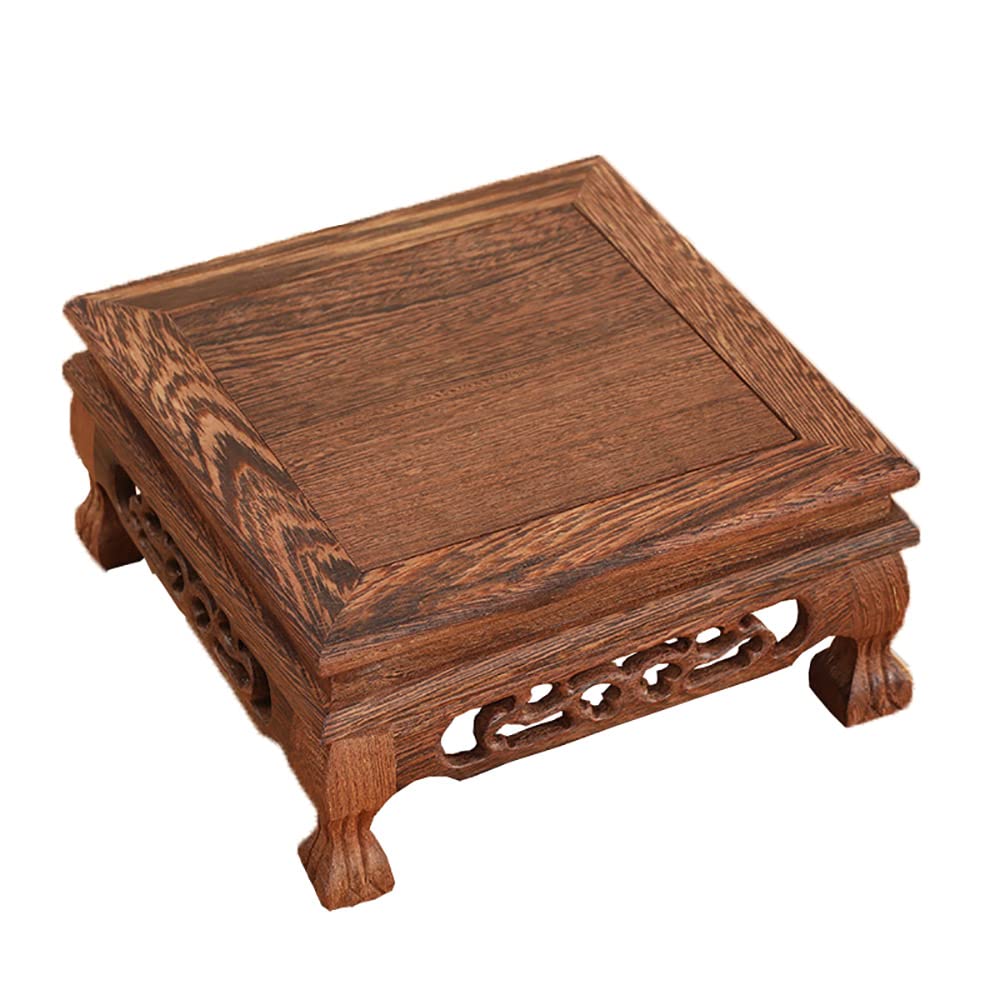 Oriental Home Display Rosewood Chicken Wing Wood Carved Base Home Square Vase Plant Fishbowl Buddha Pedestal