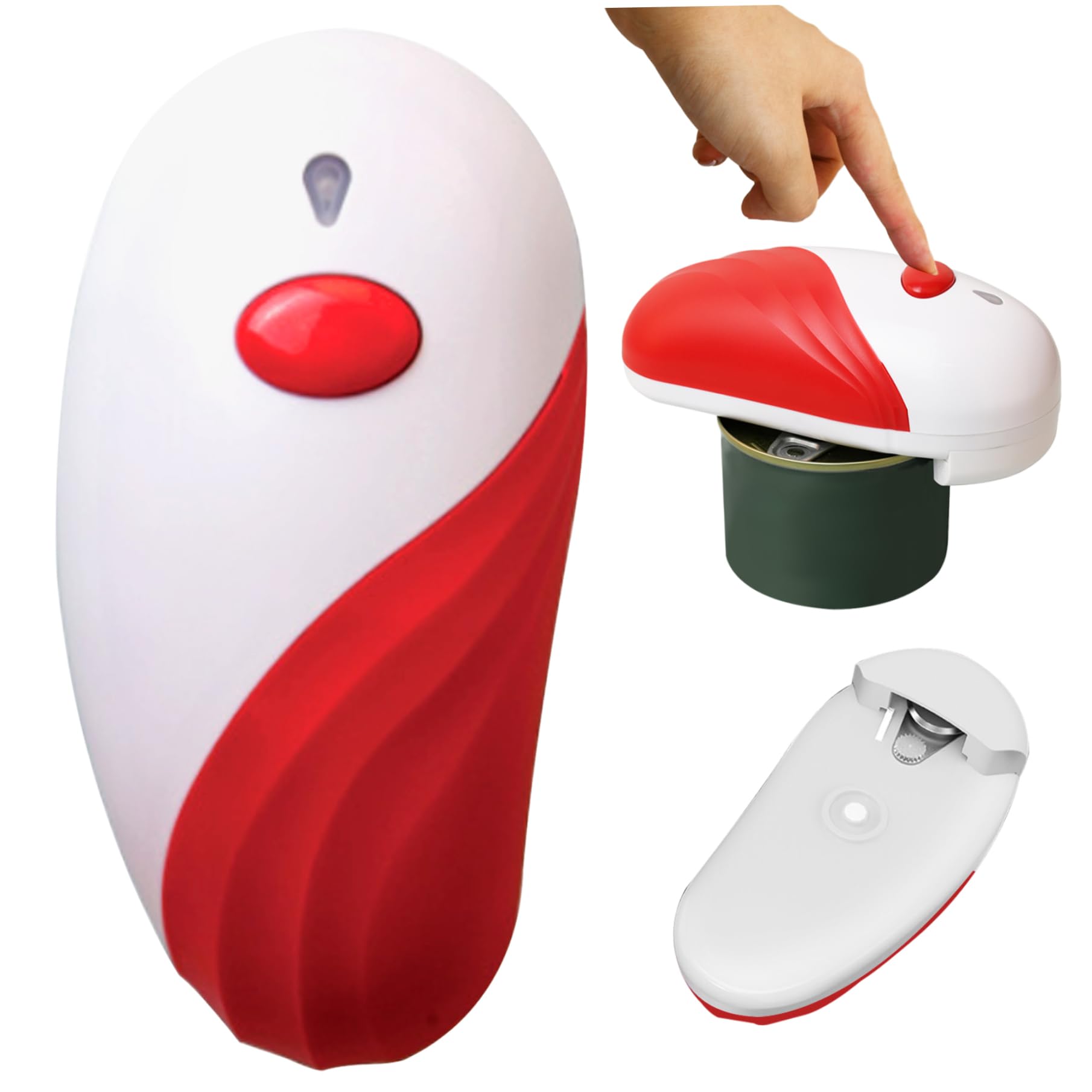 CAKEEYUM Electric Can Opener for Any Can Sizes Hand Free Food-Safe Automatic Opener Portable Battery Operated Openers for Seniors with Smooth Edge Red Electric, Automatic