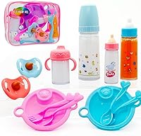Vista 7 de Accesorios para muñecas de bebé, juego de botellas mágicas de jugo de leche que desaparecen, tazas para sorber con chupetes, cuenco, cucharas