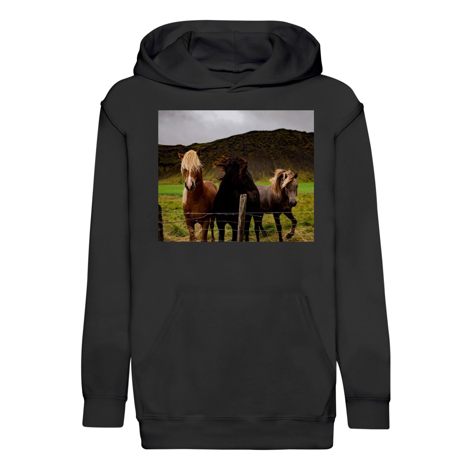 Sweat à capuche enfant chevaux en coton premium chaud et confortable - 4