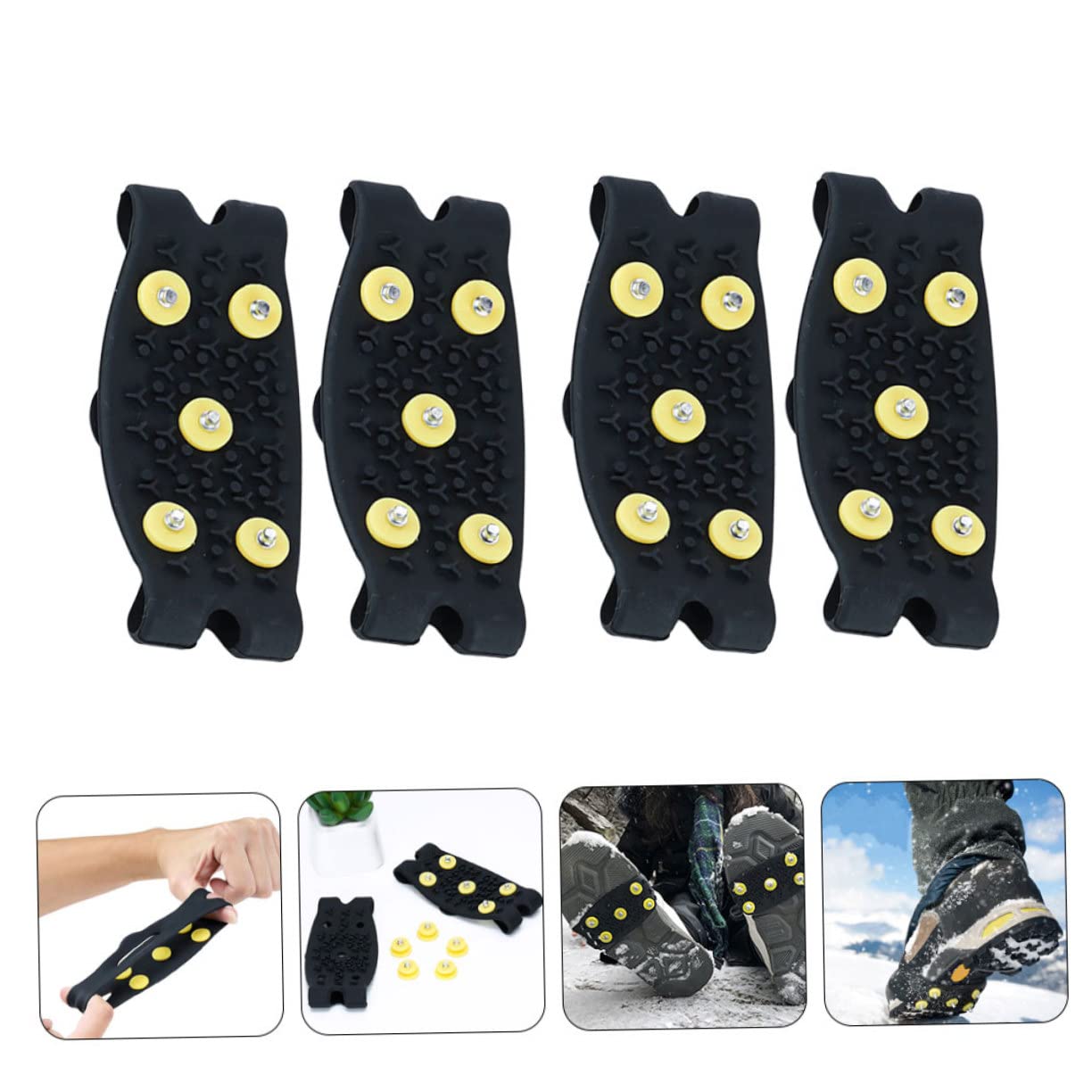 Ramponi da Ghiaccio per Scarpe 2 Paia in Tpe Antiscivolo | Pieghievoli, Nero, per Hiking e Jogging, Adatti a Donne e Ragazzo Ragazza, Accessorio da Montagna
