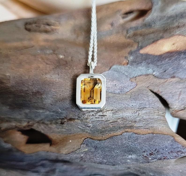 Pendentif citrine bonheur et succès avec chaîne en argent - 2