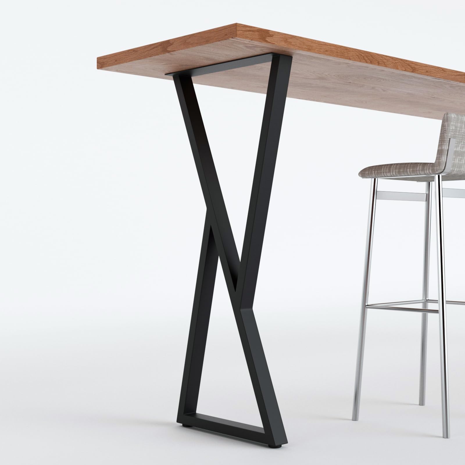 Homtone 2PCS Heavy-Duty Breakfast Bar Legs, Sturdy Rustic Metal Table Legs for High Table, Bar Table, DIY Furniture Projects, Black (H91xW35cm-X-Shape)