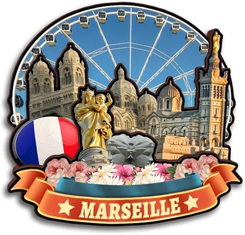 Imán de nevera de Marsella Francia Colección de Madera 3D Madera Hecho a Mano Viajes Ciudad Recuerdos Refrigerador Imán Decoración del Hogar Regalo
