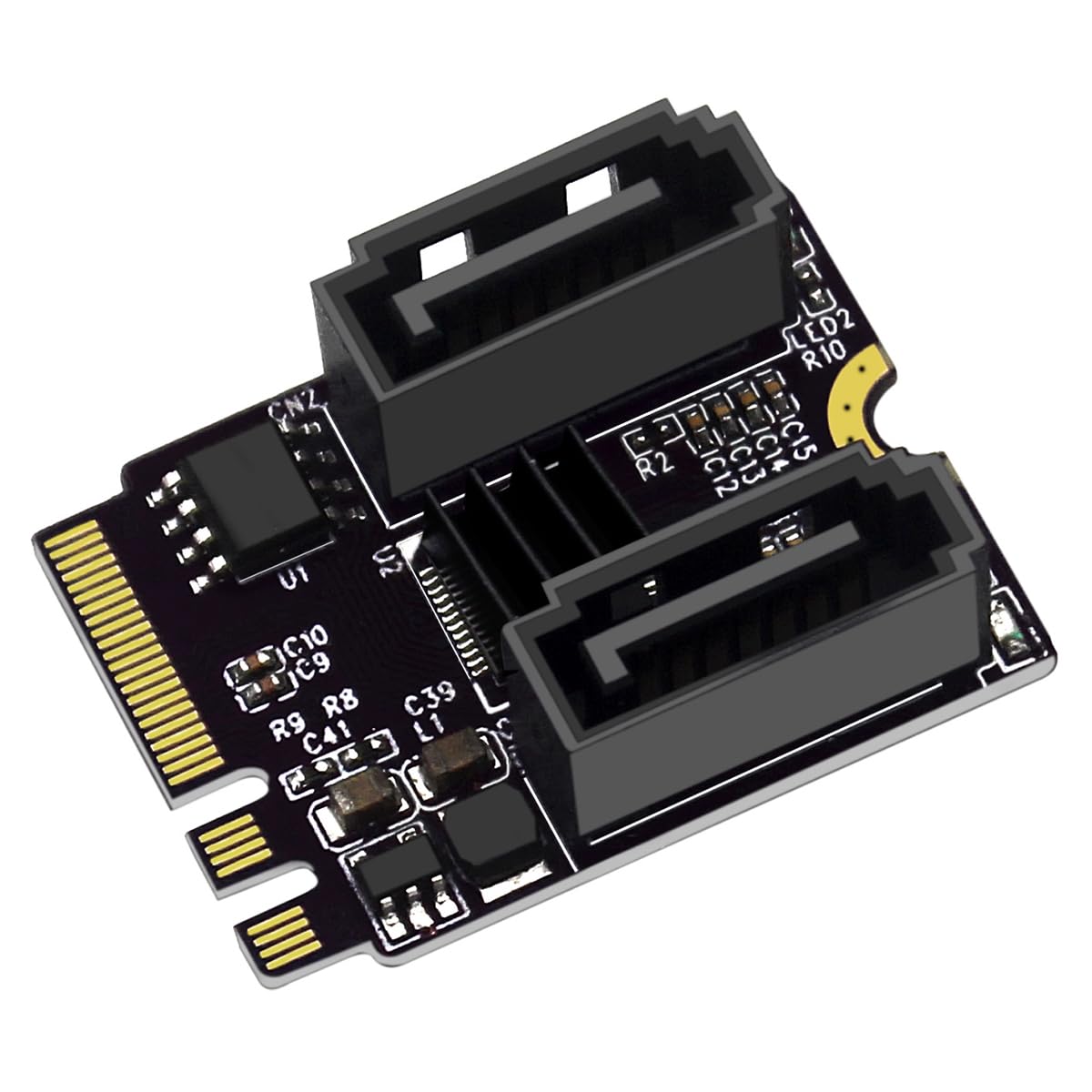 POFET NGFF Key A+E PCI Express do SATA 3.0 6 Gbit/s Dual Port Adapter Konwerter Karta rozszerzenia dysku twardego